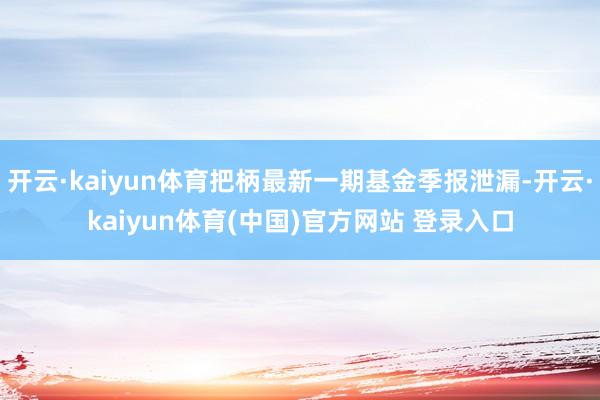 开云·kaiyun体育把柄最新一期基金季报泄漏-开云·kaiyun体育(中国)官方网站 登录入口